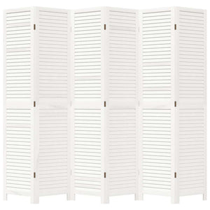 Divisorio Ambienti 6Pannelli Bianco Legno Massello di Paulownia