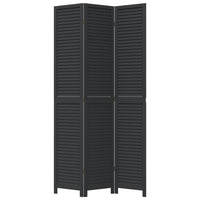 Divisorio Ambienti 3 Pannelli Nero Legno Massello di Paulownia 358848