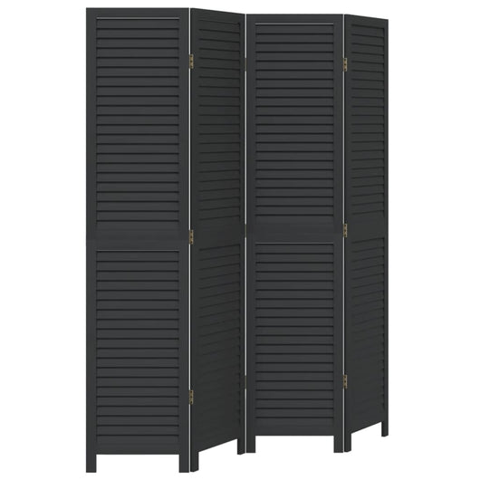 Divisorio Ambienti 4 Pannelli Nero Legno Massello di Paulownia 358850