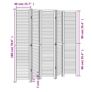 Divisorio Ambienti 5 Pannelli Nero Legno Massello di Paulownia 358854