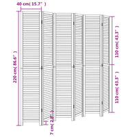 vidaXL Divisorio Ambienti 6 Pannelli Nero Legno Massello di Paulownia