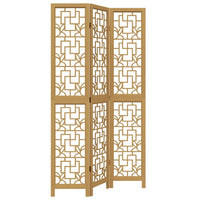 Divisorio Ambienti 3 Pannelli Marrone Scuro Massello Paulownia 358863