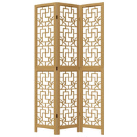 Divisorio Ambienti 3 Pannelli Marrone Scuro Massello Paulownia 358863