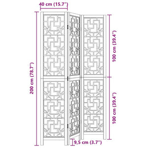 Divisorio Ambienti 3 Pannelli Marrone Scuro Massello Paulownia 358863
