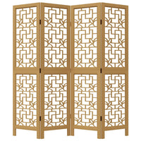 Divisorio Ambienti 4 Pannelli Marrone Legno Massello Paulownia 358865