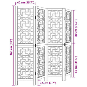 Divisorio Ambienti 4 Pannelli Marrone Legno Massello Paulownia 358865