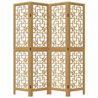 Divisorio Ambienti 4 Pannelli Marrone Legno Massello Paulownia 358866