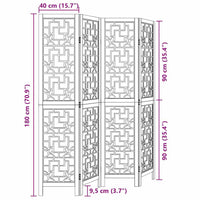Divisorio Ambienti 4 Pannelli Marrone Legno Massello Paulownia 358866