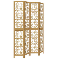 Divisorio Ambienti 4 Pannelli Marrone Legno Massello Paulownia 358868