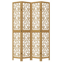 Divisorio Ambienti 4 Pannelli Marrone Legno Massello Paulownia 358868