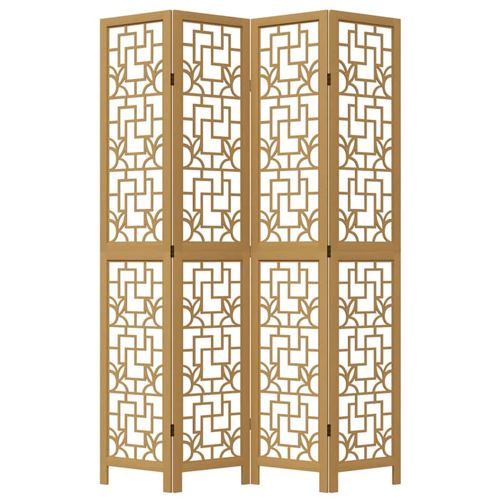 Divisorio Ambienti 4 Pannelli Marrone Legno Massello Paulownia 358868