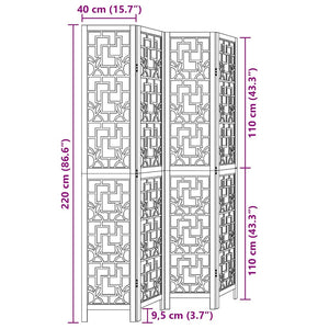 Divisorio Ambienti 4 Pannelli Marrone Legno Massello Paulownia 358868