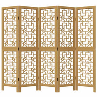 Divisorio Ambienti 5 Pannelli Marrone Legno Massello Paulownia 358869