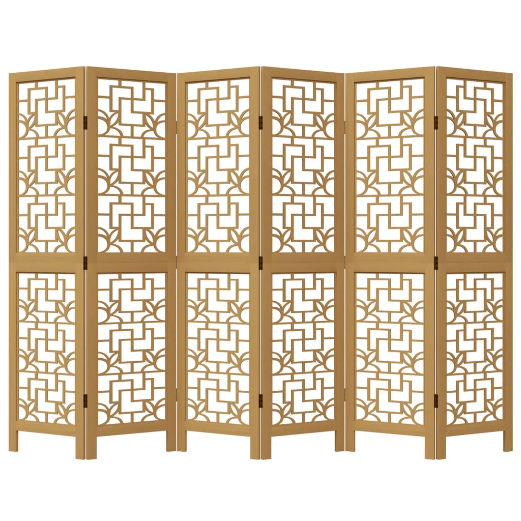 Divisorio Ambienti 6 Pannelli Marrone Legno Massello Paulownia 358873