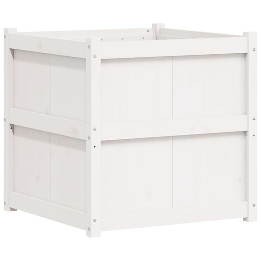 Vassoio per fioriera aiuola rialzata piante fiori terrazza giardino 70 x 70 x 70 cm legno di pino massiccio bianco 02_0037834
