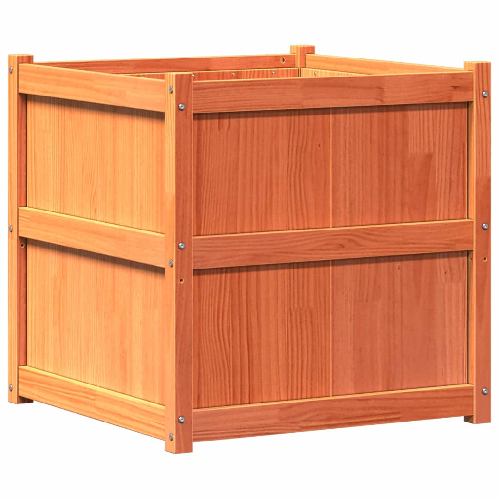 Vassoio per fioriera aiuola rialzata piante fiori terrazzo giardino cera 70 x 70 x 70 cm legno massello di pino marrone 02_0038495