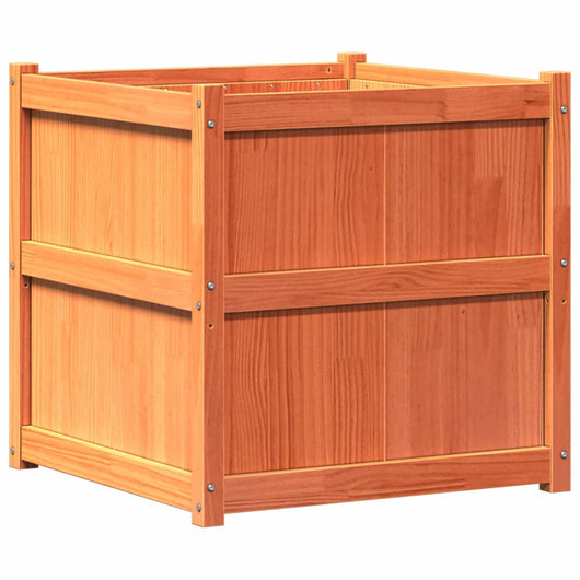 Vassoio per fioriera aiuola rialzata piante fiori terrazzo giardino cera 70 x 70 x 70 cm legno massello di pino marrone 02_0038495