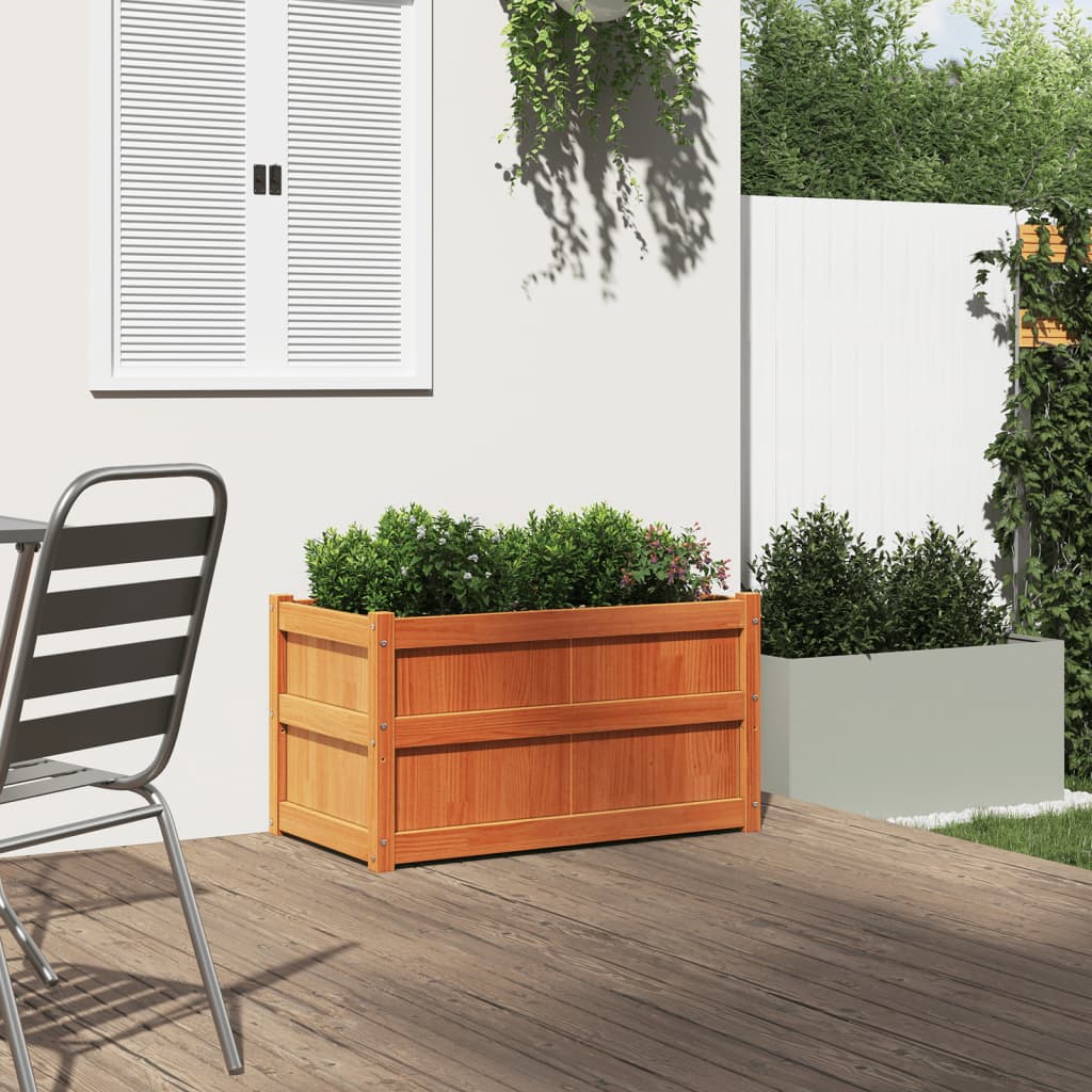 Fioriera Giardino Marrone Cera 90x50x50 cm Legno Massello Pino 837463