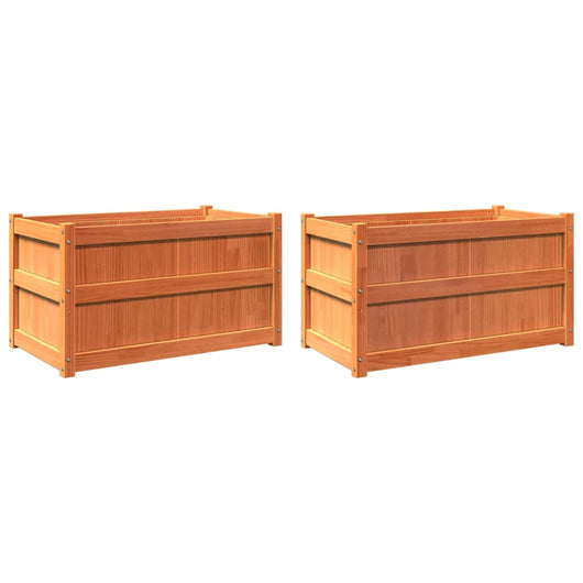 Vassoio per fioriera aiuola rialzata piante fiori giardino terrazze set da 2 cera legno massello di pino marrone 02_0039060