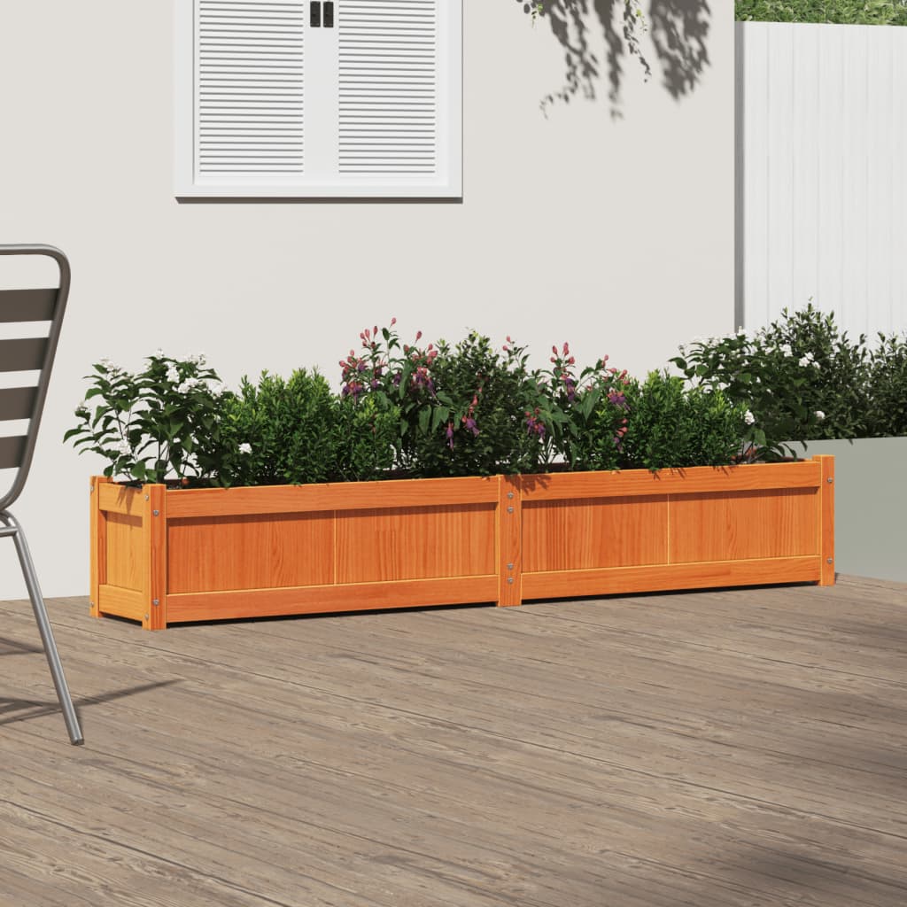 Fioriera Giardino Marrone Cera 180x31x31 cm Legno Massello Pinocod mxl 134565
