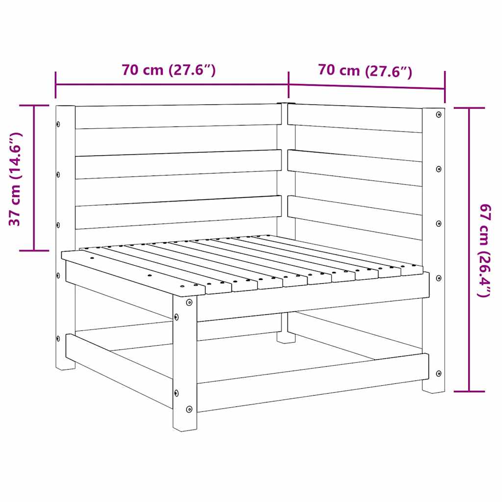 Divano Angolare da Giardino 70x70x67cm Legno Massello di Pino 837900