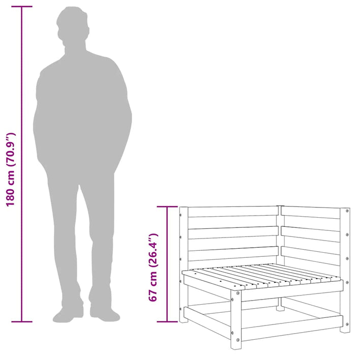 Divano Angolare da Giardino 70x70x67cm Legno Massello di Pino 837900