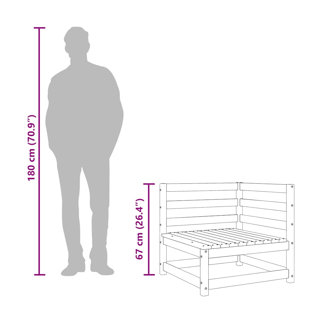 Divani Angolare Giardino 2pz 70x70x67 cm Legno Pino Impregnato 837913