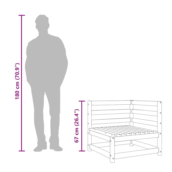 Divani Angolare Giardino 2pz 70x70x67 cm Legno Pino Impregnato 837913