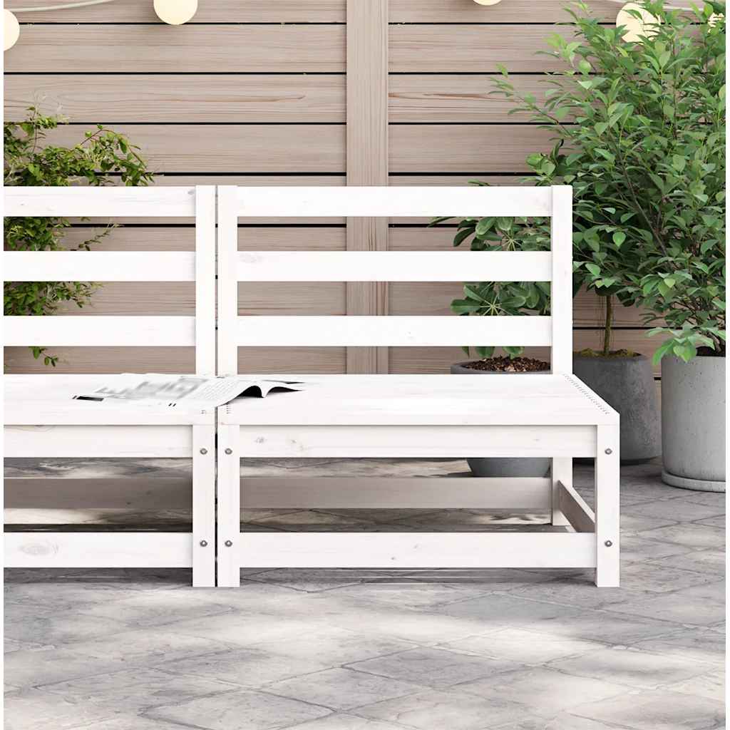 Divano Giardino Senza Braccioli-Sofa da Giardino-Divanetto da esterno Bianco 70x70x67cm Massello Pino