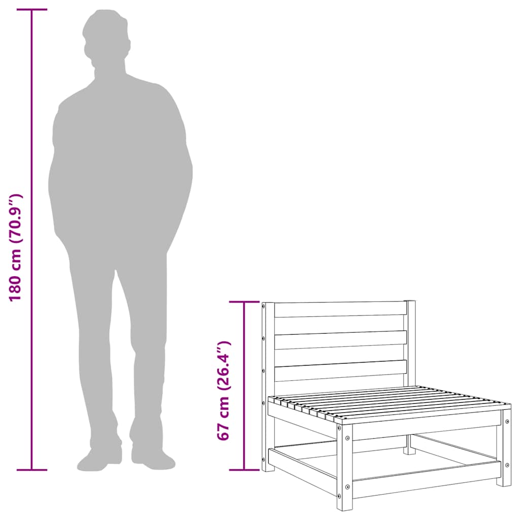 Divano Senza Braccioli da Giardino-Sofa da Giardino-Divano da esterno Marrone Cera 70x70x67cm Pino
