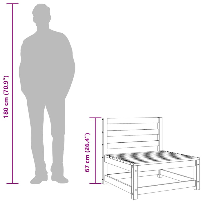Divano Senza Braccioli da Giardino-Sofa da Giardino-Divano da esterno Marrone Cera 70x70x67cm Pino