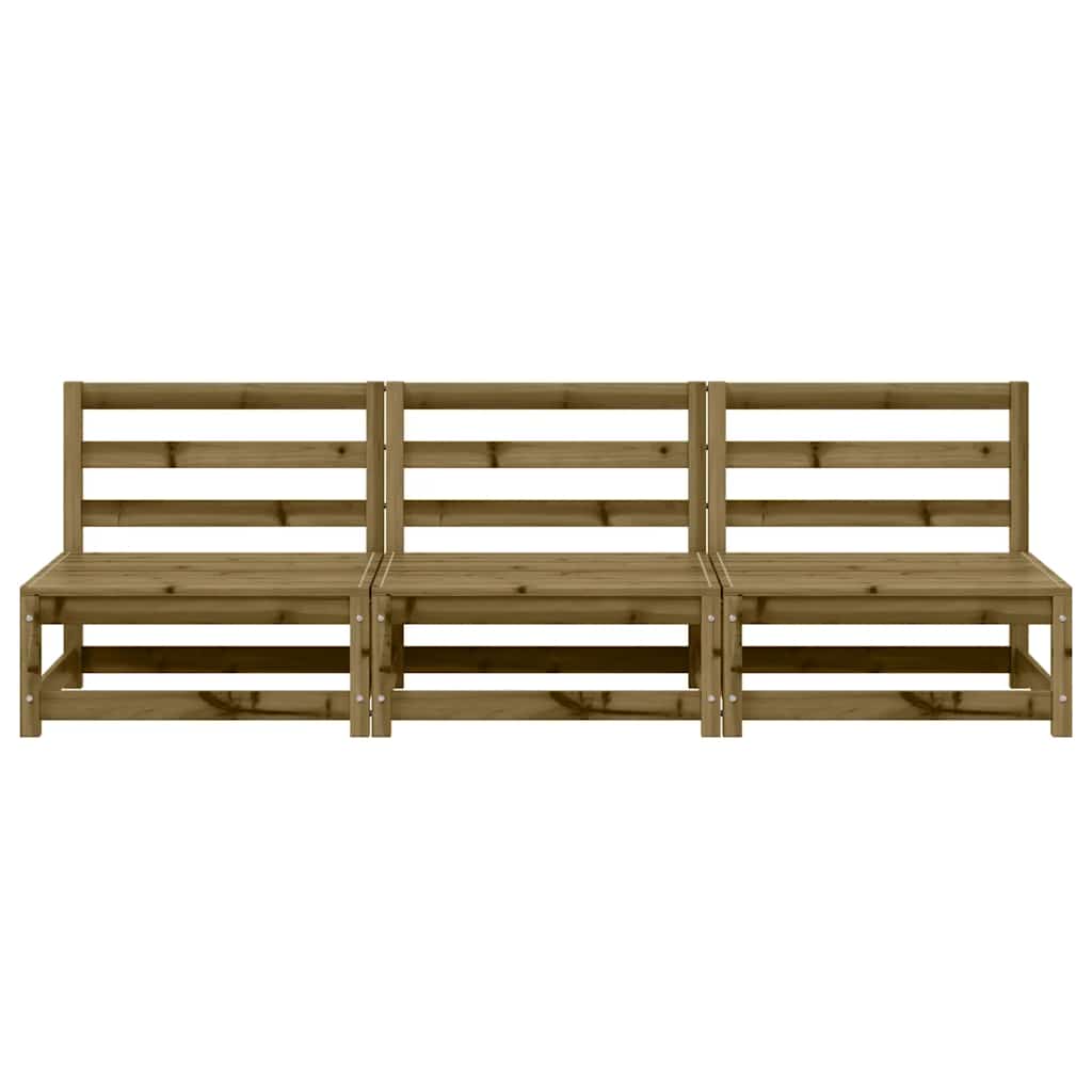 Divani Giardino Senza Braccioli 3pz 70x70x67 cm Pino Impregnato