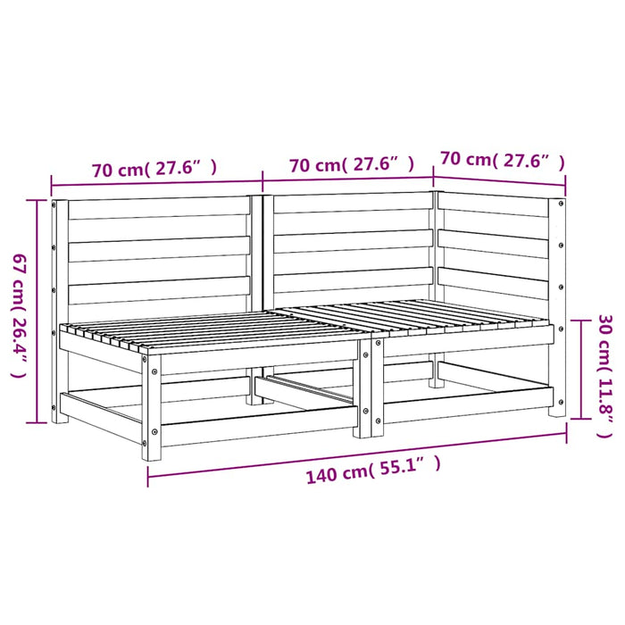 Divano da Giardino a 2 Posti in Legno Massello di Pino Bianco