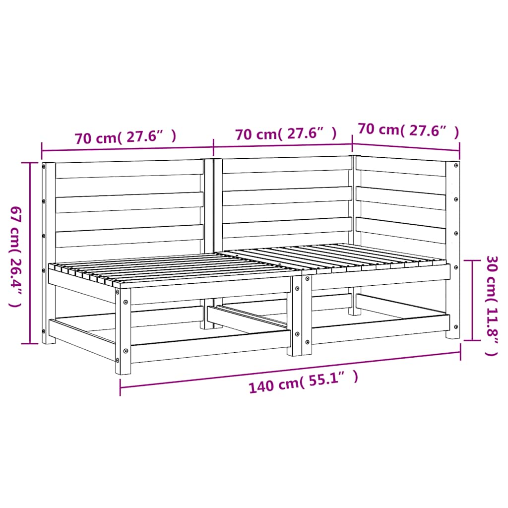 Divano da Giardino a 2 Sedute in Legno Impregnato di Pino