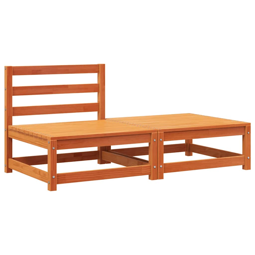 Divano senza Braccioli Giardino-Sofa da Giardino-Divanetto da esterno Poggiapiedi Marrone Cera Pino 791421