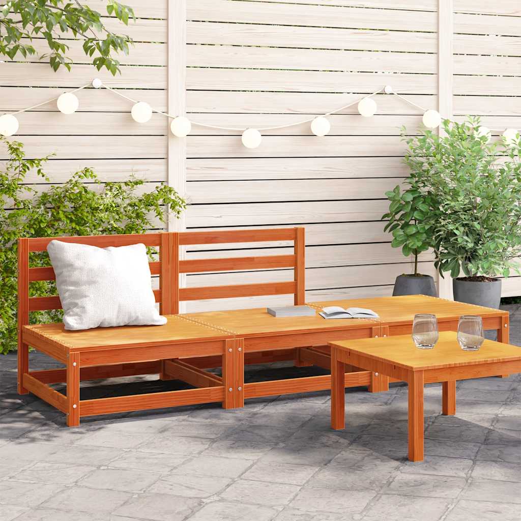 Divano senza Braccioli Giardino-Sofa da Giardino-Divanetto da esterno Poggiapiedi Marrone Cera Pino 524231