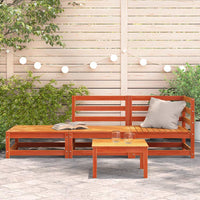 Divano Giardino con Poggiapiedi 2 Posti-Sofa da Giardino-Divanetto da esterno Marrone Cera Legno Pino