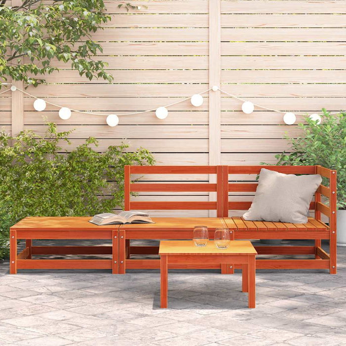 Divano Giardino con Poggiapiedi 2 Posti-Sofa da Giardino-Divanetto da esterno Marrone Cera Legno Pino