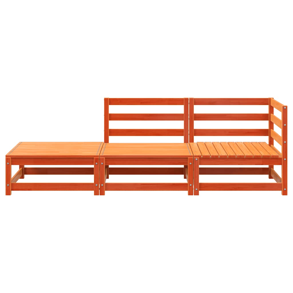 Divano Giardino con Poggiapiedi 2 Posti Marrone Cera Legno Pino 837974