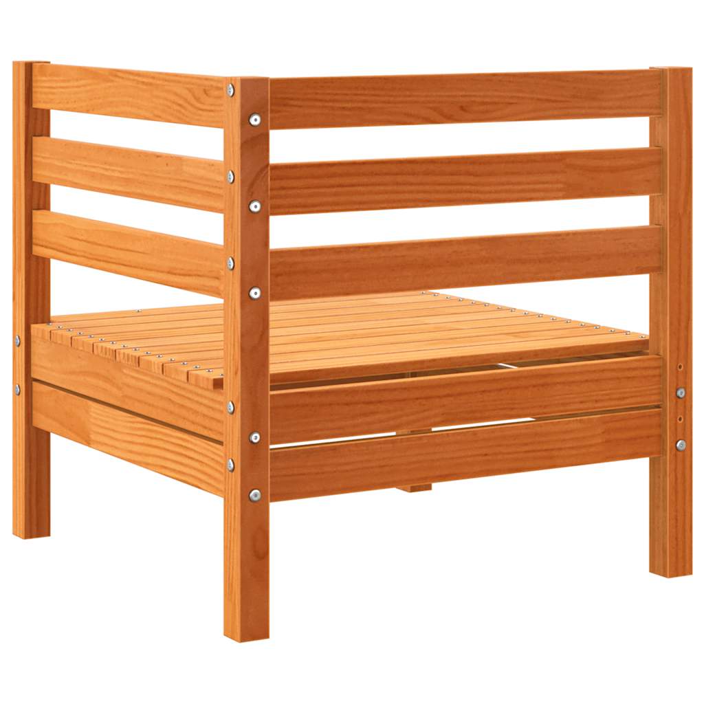 Divani Angolari Giardino 2pz-Sofa da giardino Marrone Cera Legno Massello Pino