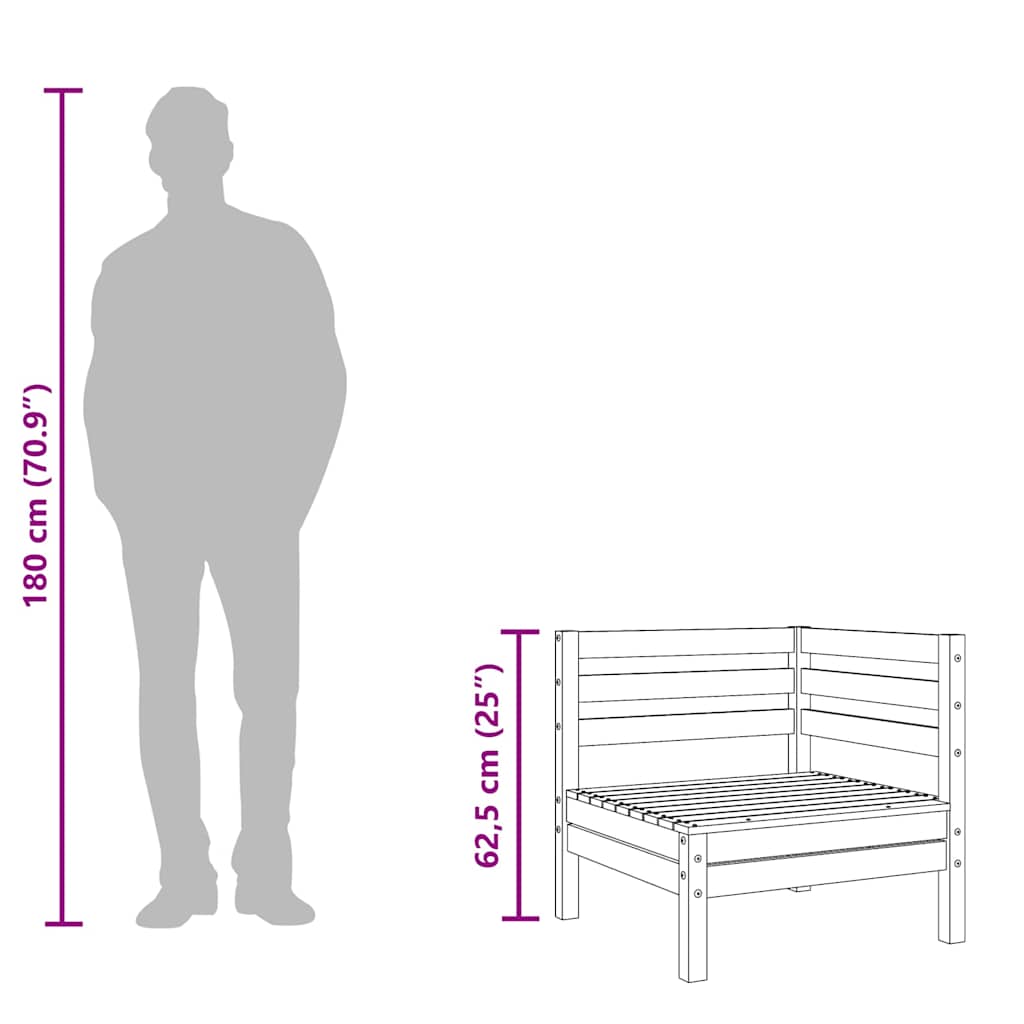Divani Angolari da Giardino 2pz in Legno Massello di Douglas 837989