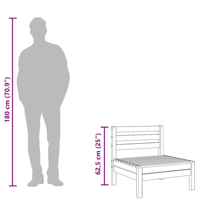 Divano Senza Braccioli da Giardino-Sofa da Giardino-Divano da esterno Marrone Cera Massello Pino