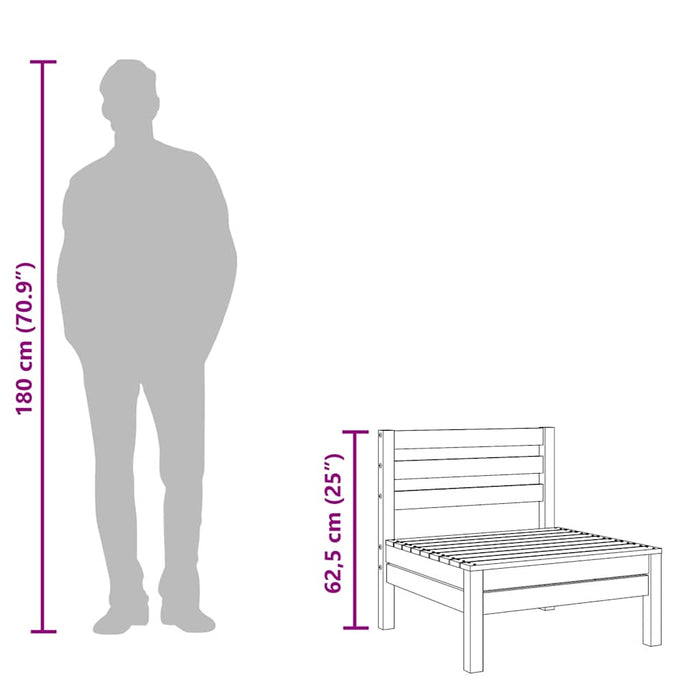 Divani Senza Braccioli da Giardino 2pz Legno di Pino Impregnato 838004