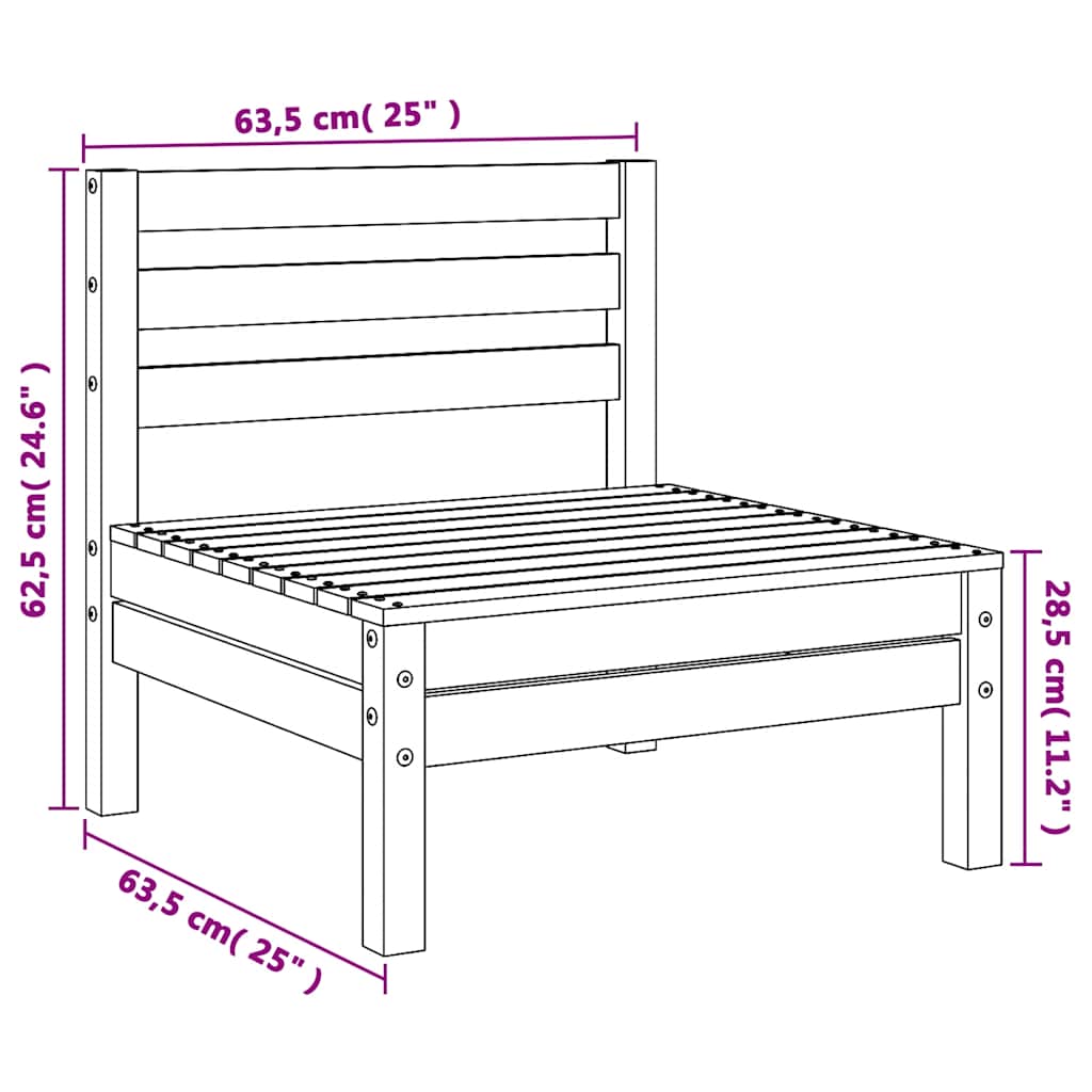 Divani Senza Braccioli da Giardino 4pz Legno di Pino Impregnato