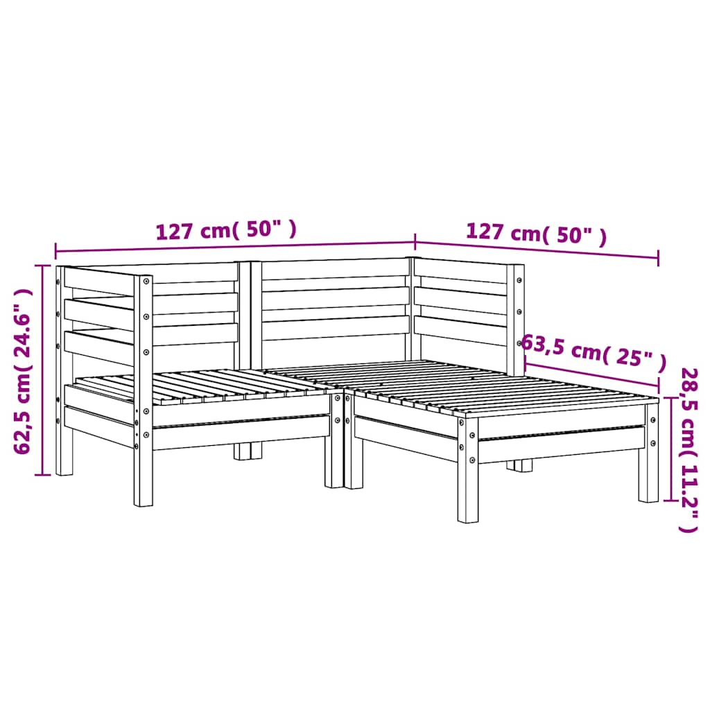 Divano da Giardino 2 Posti con Poggiapiedi Legno Massello Pino 838019