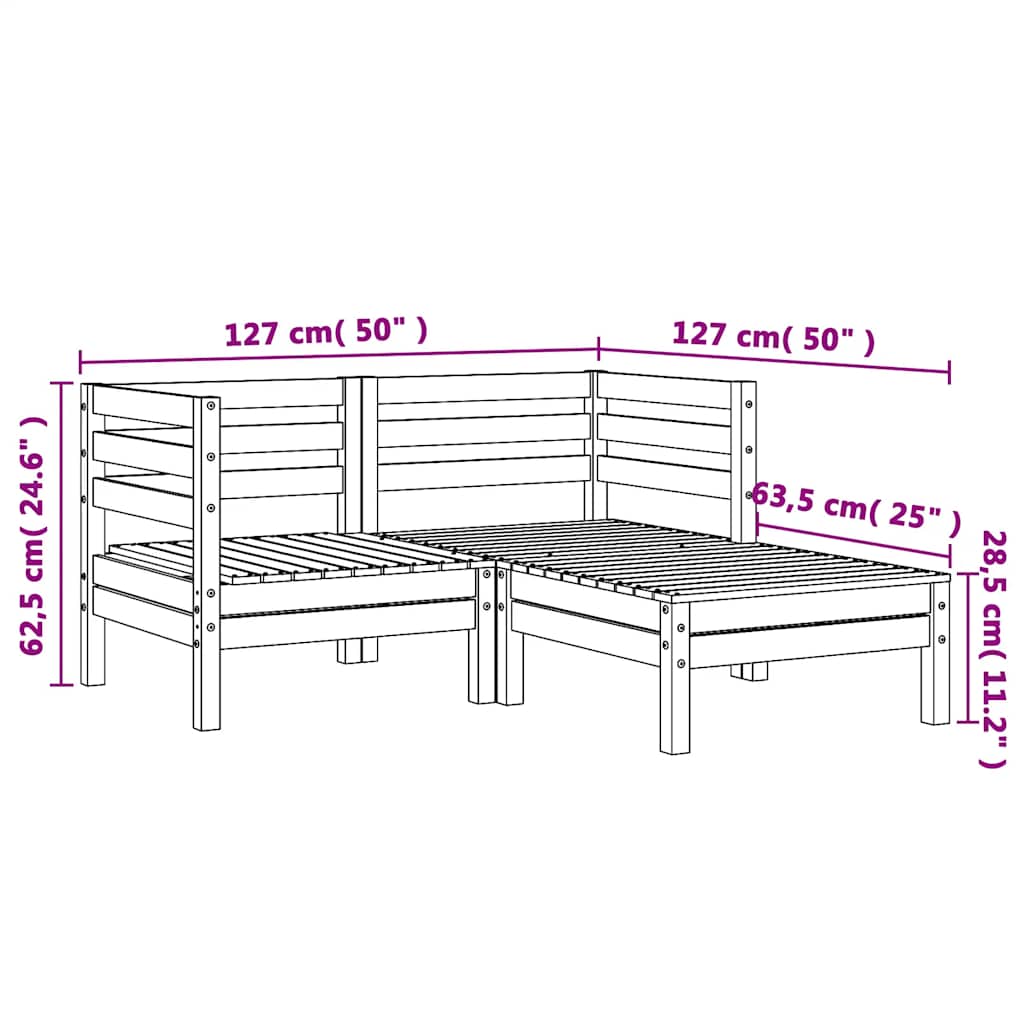 Divano da Giardino 2Posti con Poggiapiedi Legno Pino Impregnato
