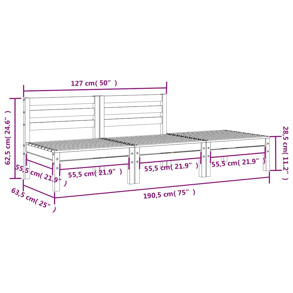 Divano da Giardino a 3 Posti in Legno Massello di Pino 838033