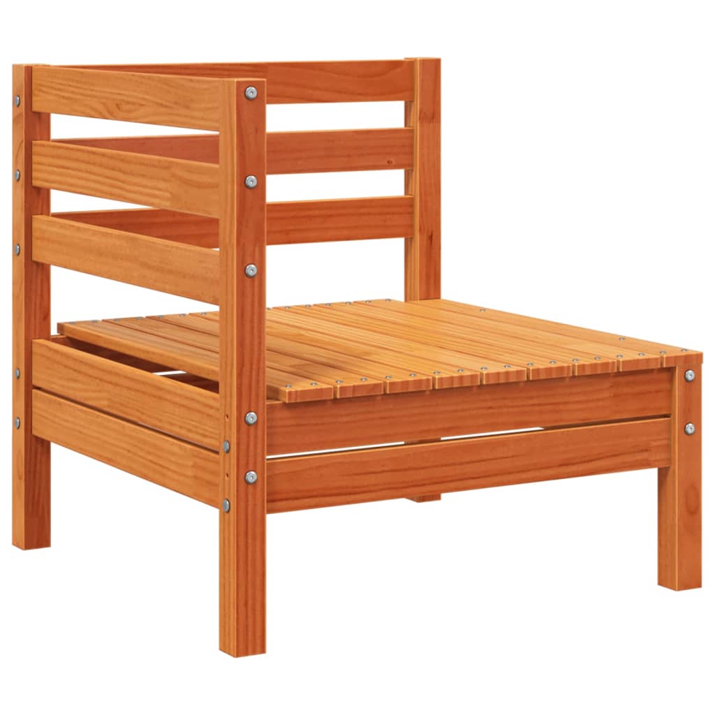 Divano da Giardino a 4 Posti Marrone Cera Legno Massello Pino 838051