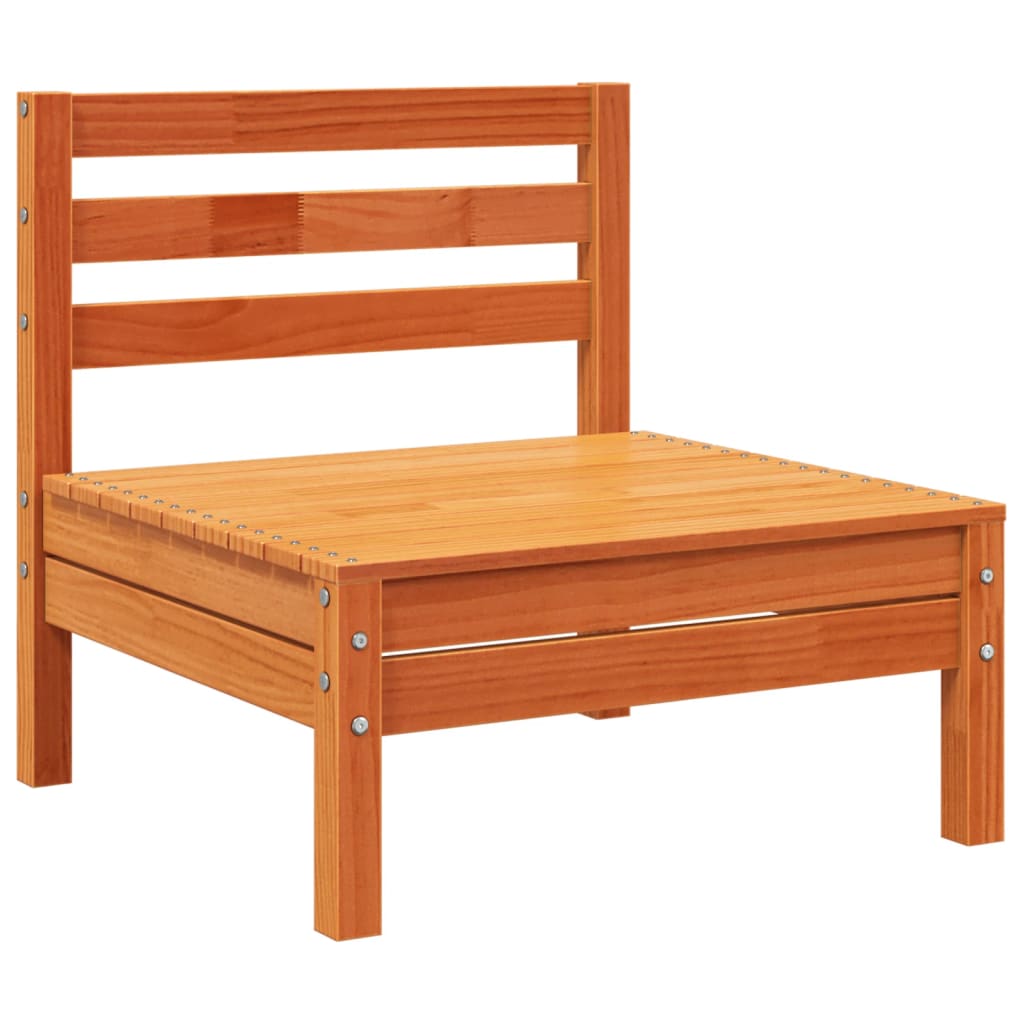 Divano da Giardino a 4 Posti Marrone Cera Legno Massello Pino 838051