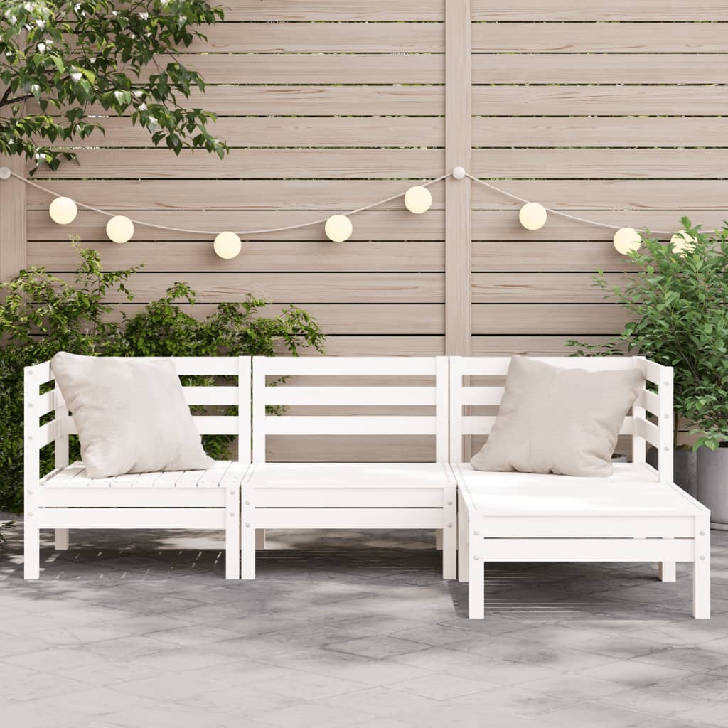 Divano da Giardino 3 Posti con Poggiapiedi Bianco Massello Pinocod mxl 114035
